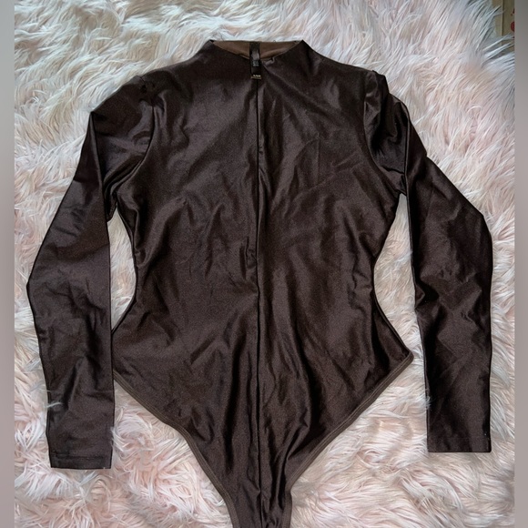 SKIMS Tops - SKIMS bodysuit, bodysuit, long sleeve brown bodysuit, SKIMS